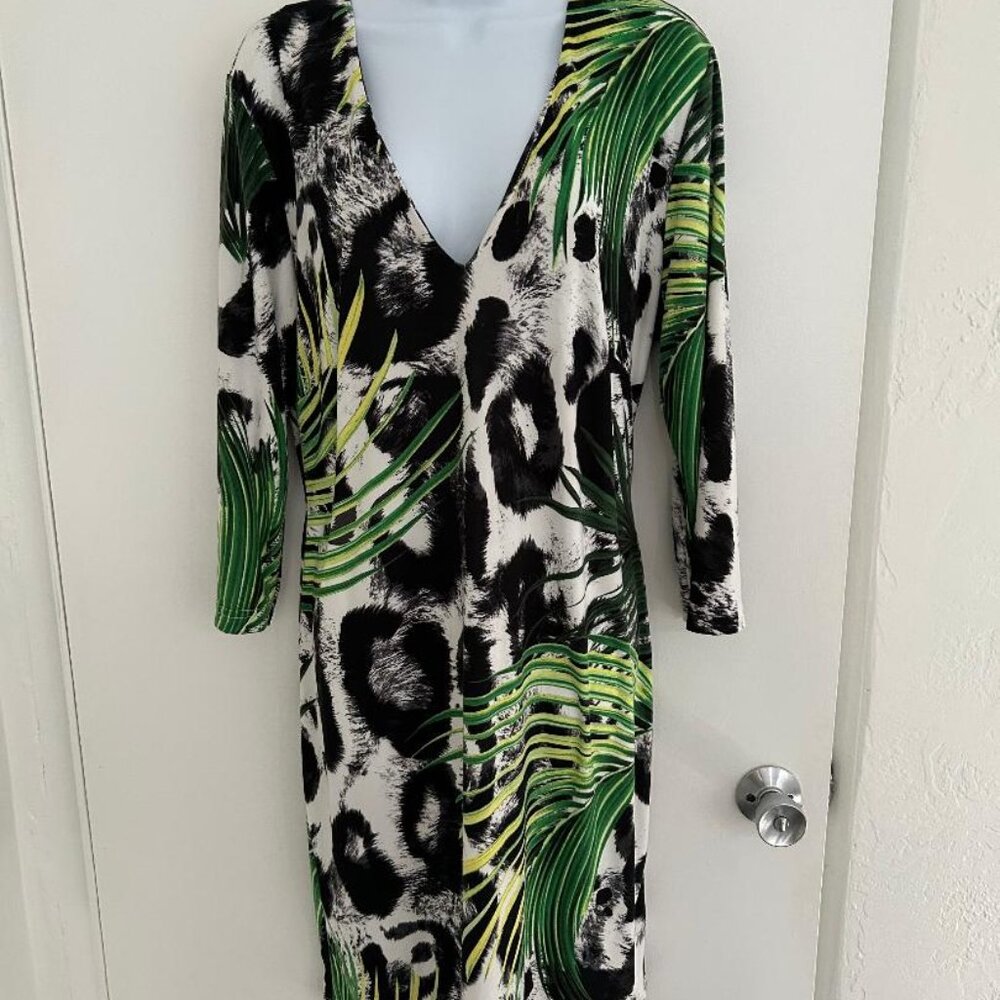 Venus Sexy Tropical Palm Tree Dress - Below Knee, NEW  Size Large   J1